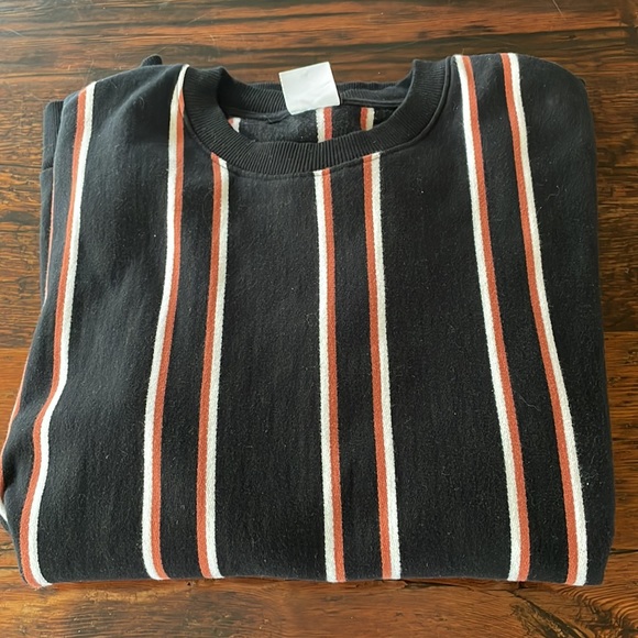 Zara Men’s Striped Sweater Black brown and white vertical stripes Size Large - Picture 8 of 8